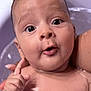 baby, infant, face, expression, water, bath, skin, hand, finger, cute, child, portrait, closeup, wet, person, curious, surprised, newborn, head, eyebrows