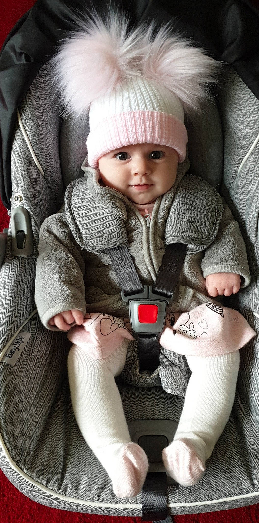 Loretta joined the competition — help win amazing prizes! baby, baby_carriage, baby_in_car_seat, car_seat, child, comfort, joint, person, product, seat_belt, sitting, toddler, toy