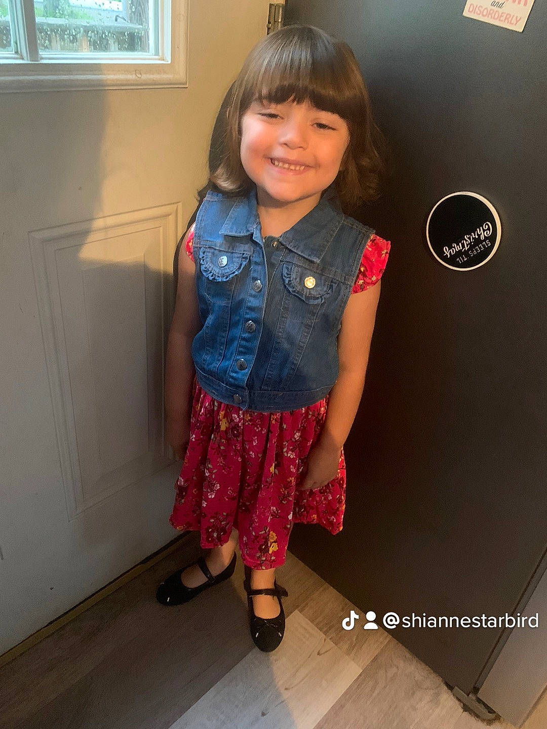 Ann joined the competition — help win amazing prizes! baby_toddler_clothing, electric_blue, fashion_design, flooring, hair, happy, joy, knee, leg, magenta, pattern, person, skin, sleeve, smile, standing, t_shirt, thigh, toddler, trunk