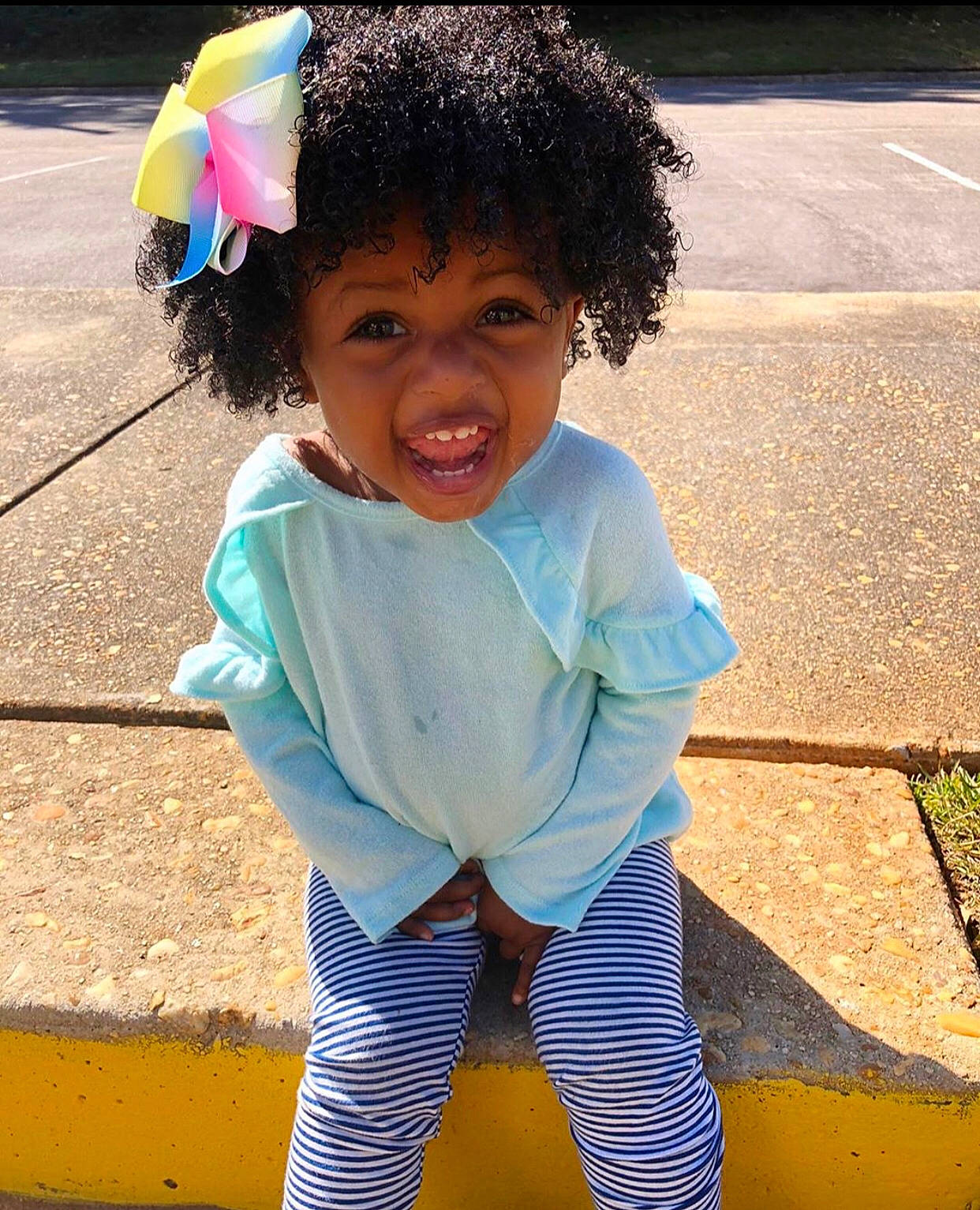 Mya joined the competition — help win amazing prizes! azure, baby_toddler_clothing, eye, face, green, hair, happy, head, human, human_body, leg, organ, person, pink, skin, sleeve, smile, standing, toddler, white