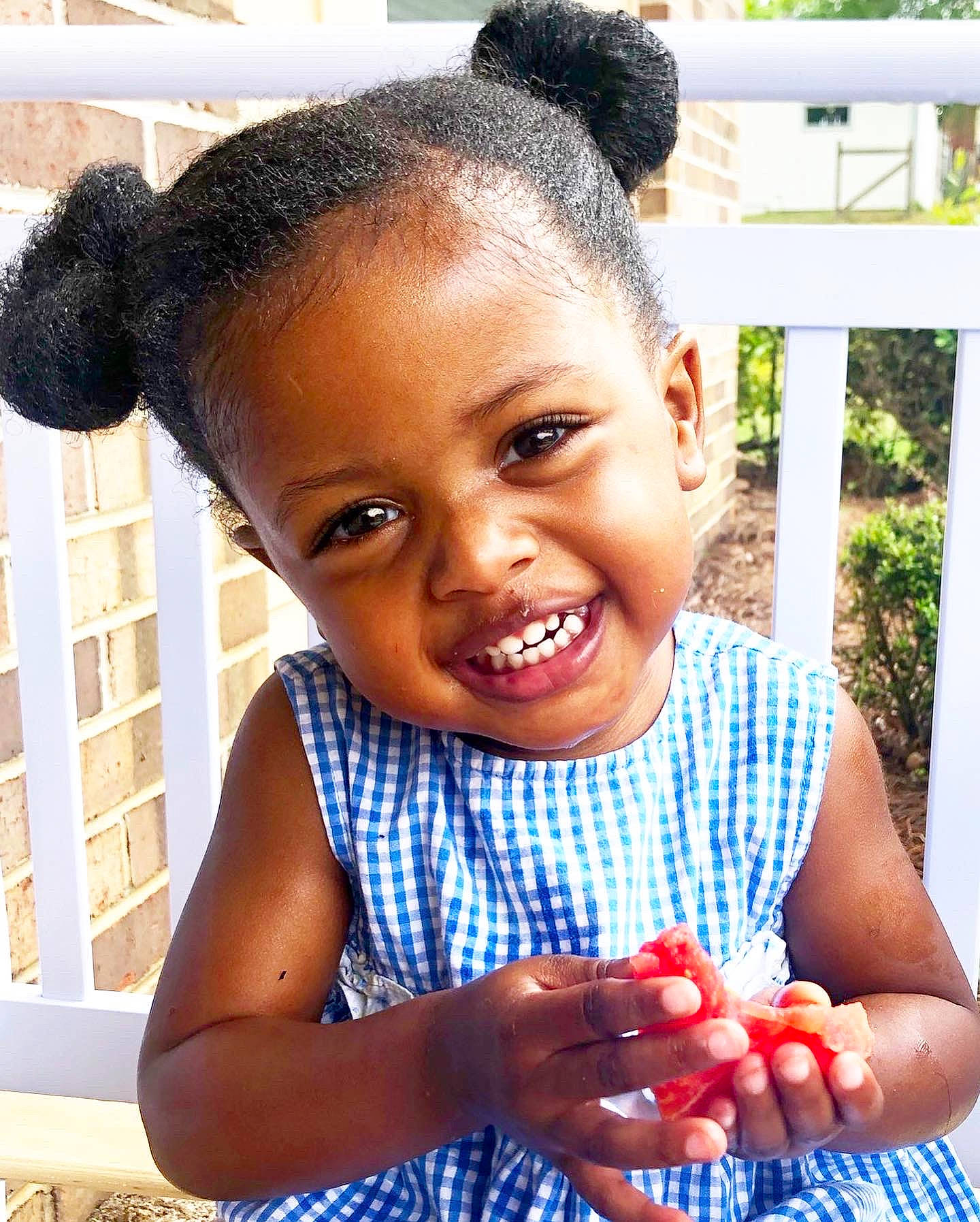 Mya is registered to the contest to win money with this photo: afro, black, child, cornrows, facial_expression, forehead, fun, hair, happy, human, joy, lip, natural_foods, organ, person, photograph, plant, skin, smile, snapshot