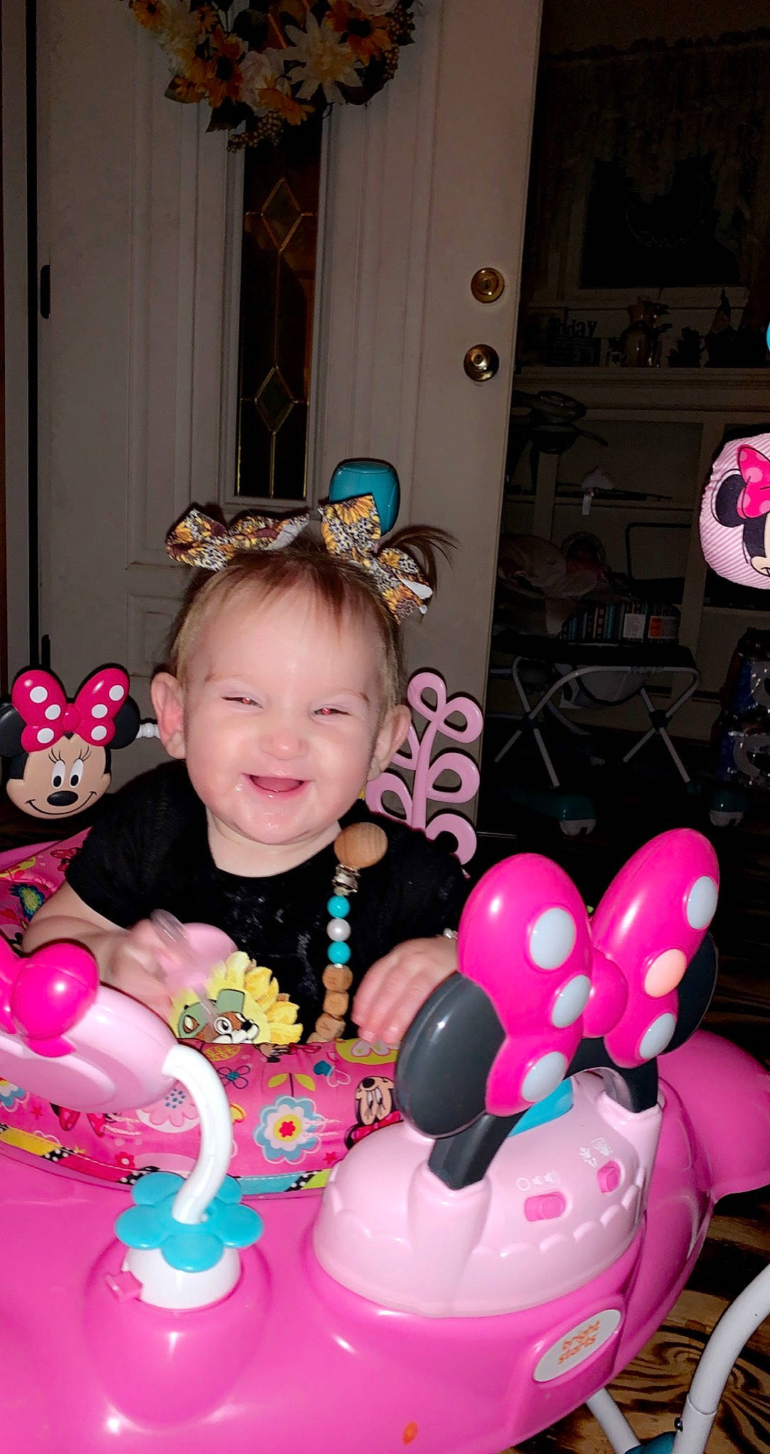 Blair is registered to the contest to win money with this photo: baby, baby_playing_with_toys, baby_products, baby_toddler_clothing, balloon, child, event, fun, happy, joy, magenta, party, party_supply, person, pink, product, purple, sitting, smile, toddler