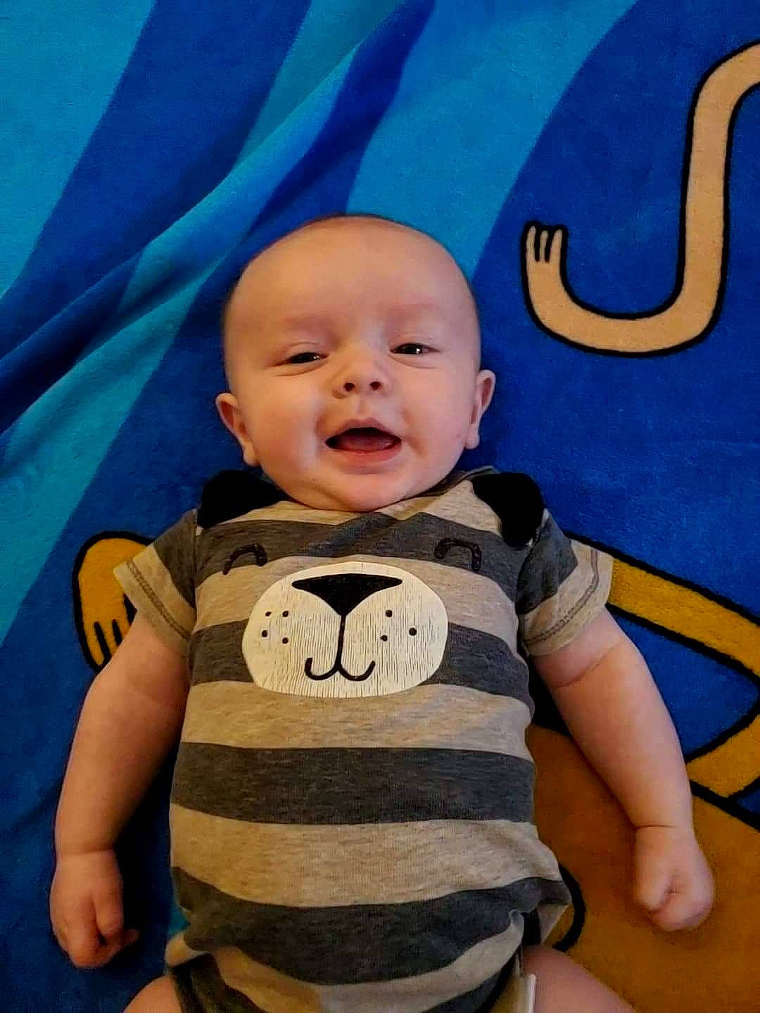 Forrest joined the competition — help win amazing prizes! baby, baby_products, blue, cheek, child, face, facial_expression, fun, head, nose, person, product, skin, smile, toddler