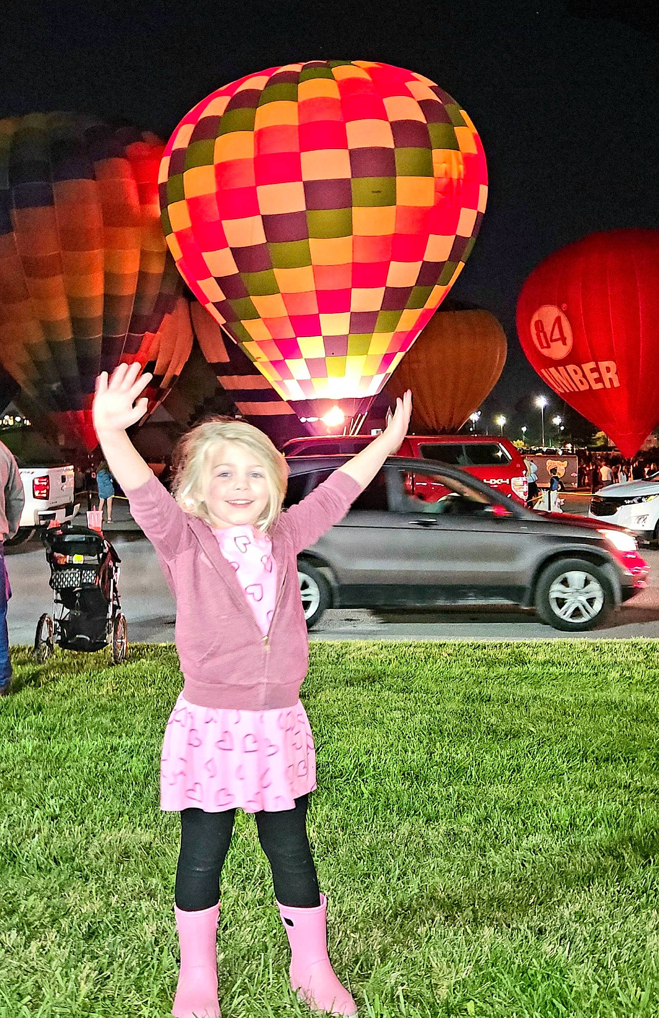 Brayah joined the competition — help win amazing prizes! aerostat, balloon, beauty, car, fun, grass, happy, hot_air_balloon, hot_air_ballooning, joy, leisure, magenta, person, pink, plant, recreation, red, shorts, smile, tire