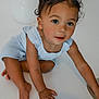 Caden joined the competition — help win amazing prizes! toddler, child, baby, crawling, blue_striped_clothing, curly_hair, big_eyes, cute, innocent, indoor, white_background, skin, hands, feet, portrait, young_child, playful, expression, person, closeup