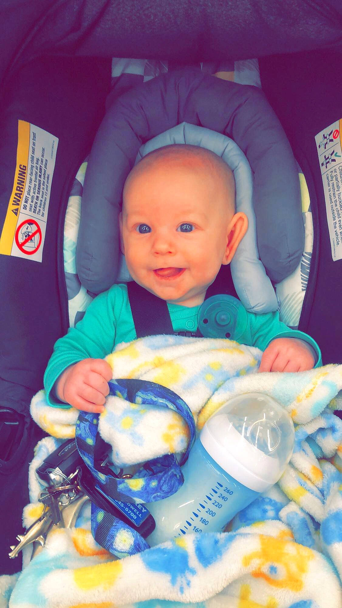 Connor joined the competition — help win amazing prizes! baby, baby_carriage, baby_products, baby_toddler_clothing, cheek, child, comfort, drinkware, electric_blue, fun, happy, person, plastic, plastic_bottle, product, skin, smile, textile, toddler, toy