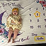Nyana joined the competition — help win amazing prizes! baby, smiling, headband, yellow, floral_outfit, blanket, milestone, moon, flowers, numbers, star, months, cute, happy, lying_down, infant, child, celebration, indoors, portrait
