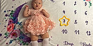 Nyana joined the competition — help win amazing prizes! baby, infant, dress, socks, blanket, milestone, flower, crescent_moon, star, pouting, cute, milestone_blanket, numbers, months, lying_down, child, pink, purple, decorative, celebration
