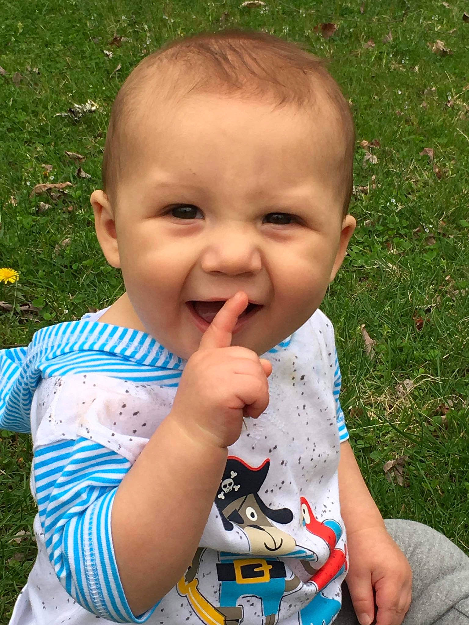 Colby is registered to the contest to win money with this photo: baby, baby_toddler_clothing, cheek, child, eye, face, finger, gesture, grass, head, joy, mouth, nose, person, play, skin, smile, summer, toddler