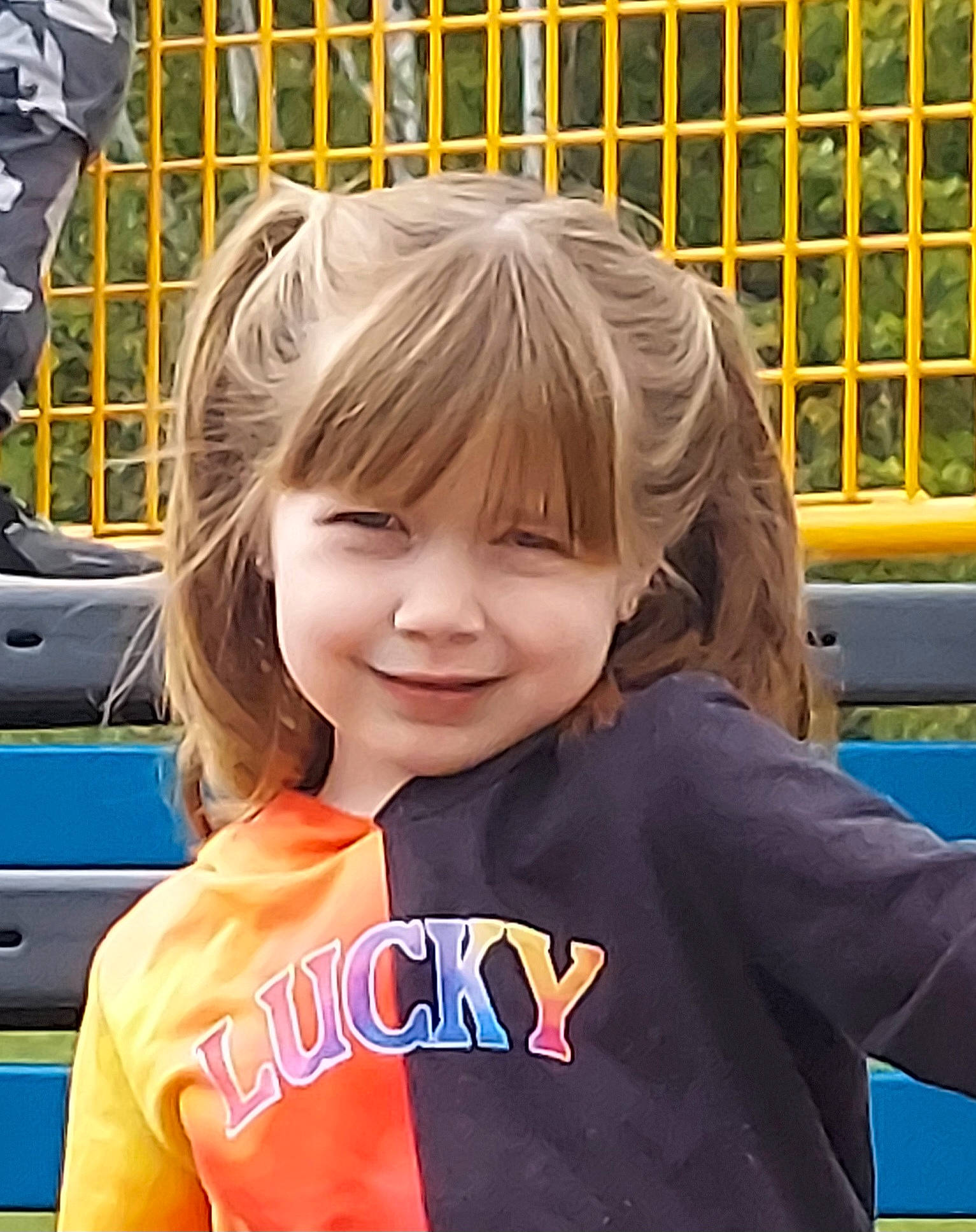 Odessa joined the competition — help win amazing prizes! bangs, blond, child, cool, electric_blue, eye, fun, hairstyle, happy, jersey, joy, laugh, leisure, person, play, recreation, sleeve, smile, snapshot, sportswear