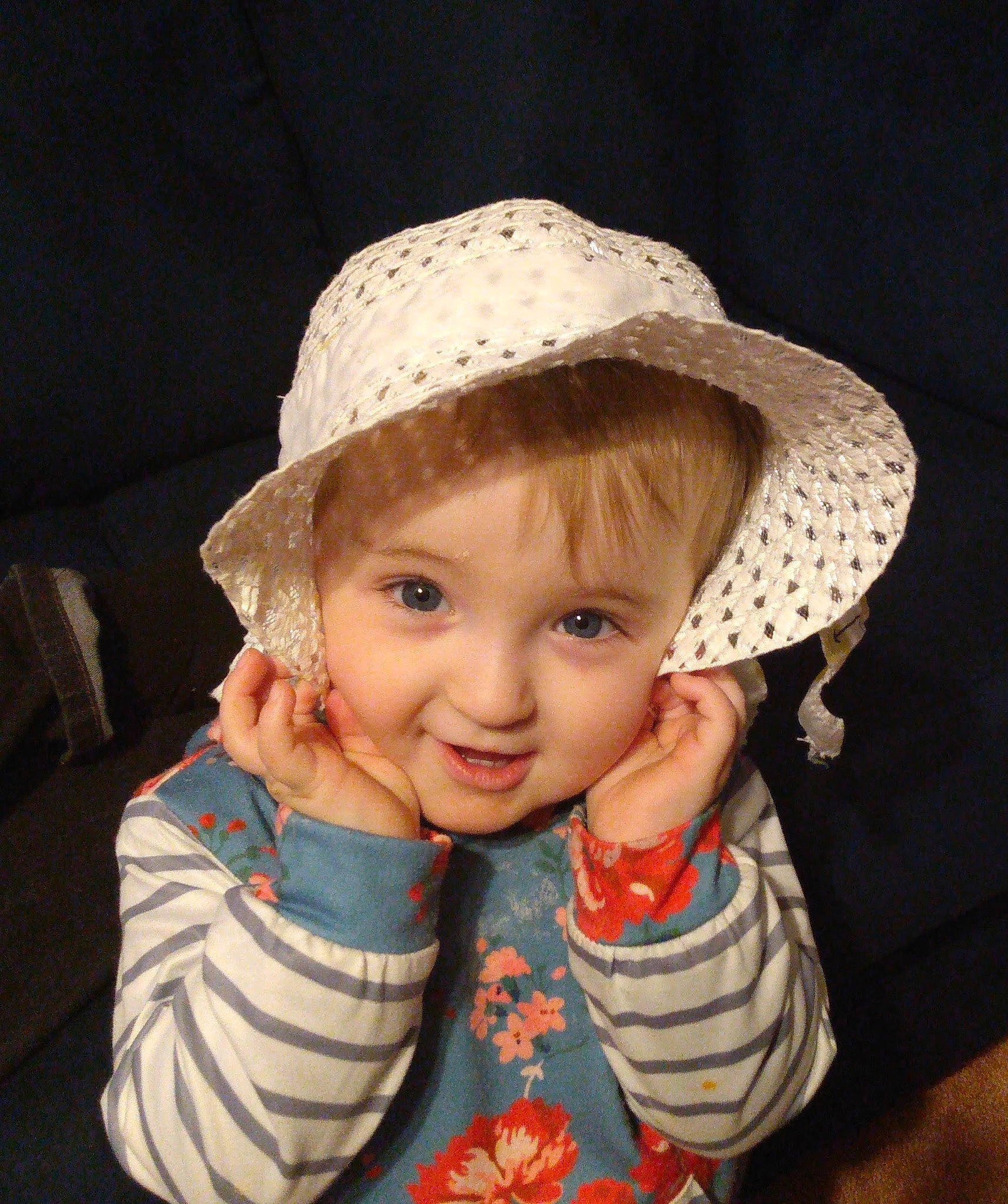 Alissa joined the competition — help win amazing prizes! baby, blond, cap, child, clothing, eye, fashion_accessory, flash_photography, fun, happy, hat, head, headgear, lip, nose, person, plant, smile, sun_hat, toddler