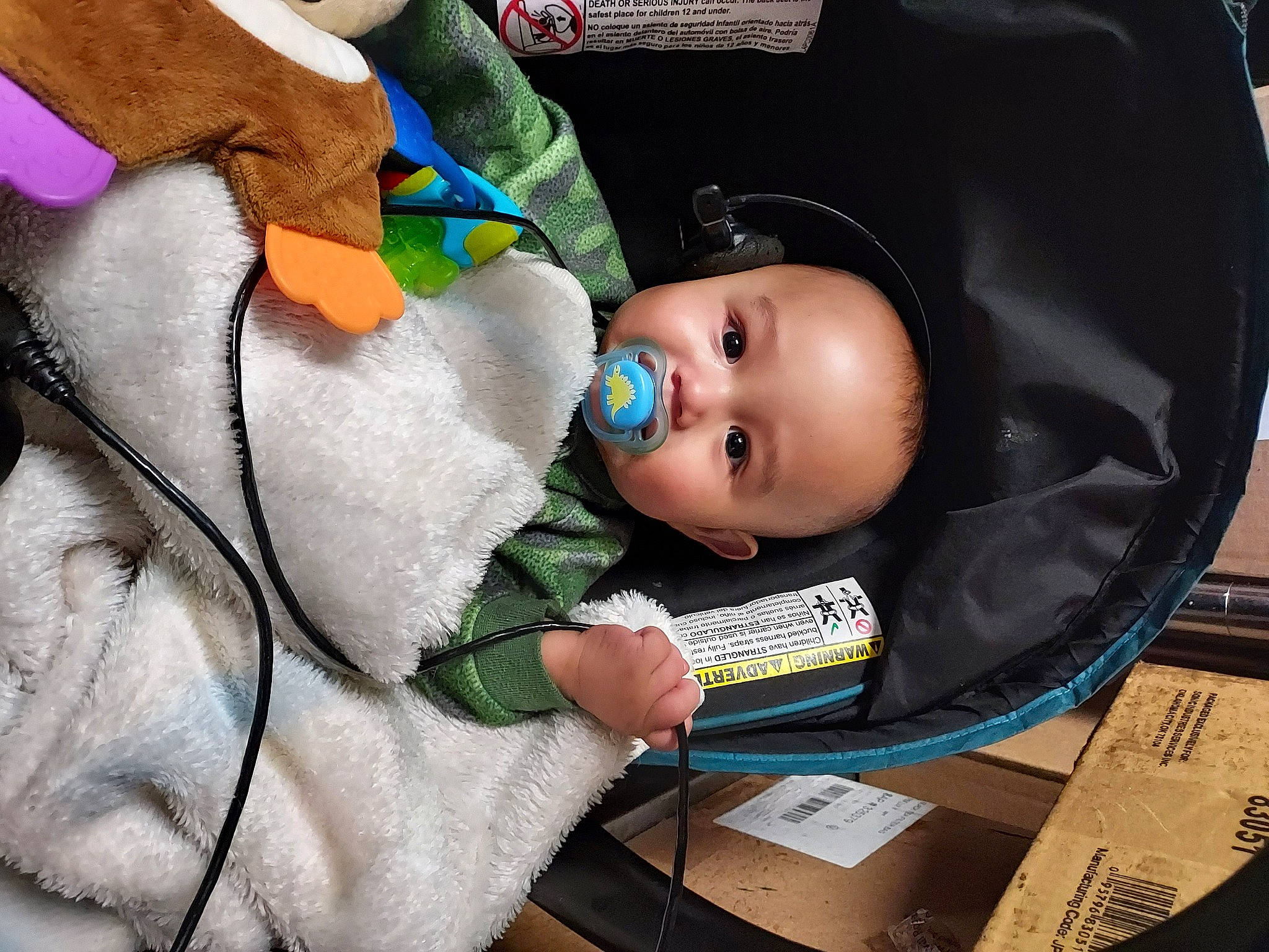 Matthew joined the competition — help win amazing prizes! baby, baby_carriage, baby_products, baby_safety, baby_toddler_clothing, baby_toys, box, car_seat, cheek, child, comfort, fun, fur, packaging_and_labeling, person, shipping_box, smile, toddler