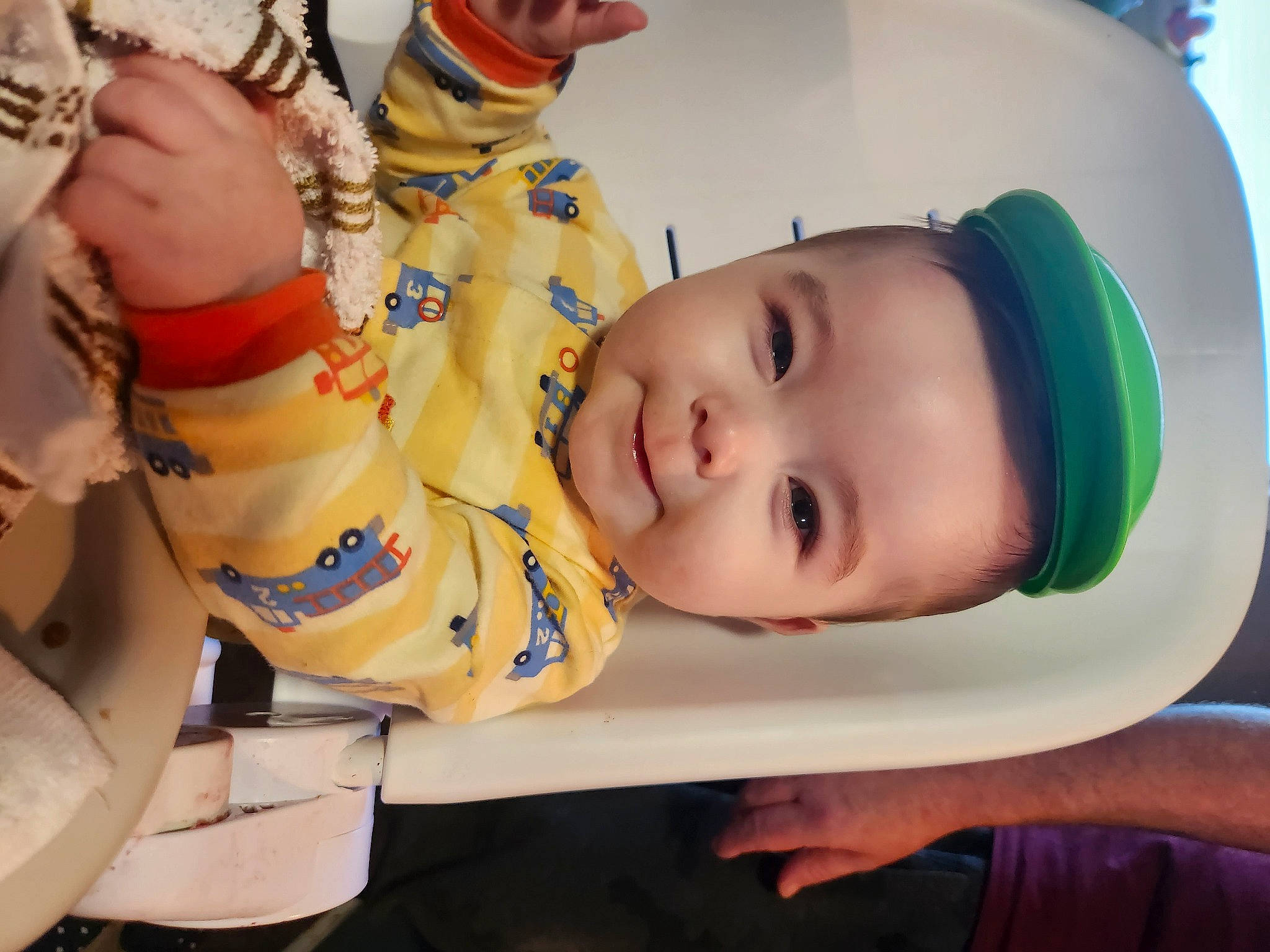 Bentley joined the competition — help win amazing prizes! baby, baby_products, baby_safety, baby_toddler_clothing, cheek, child, comfort, finger, fun, happy, headwear, nose, person, personal_protective_equipment, room, skin, smile, thumb, toddler