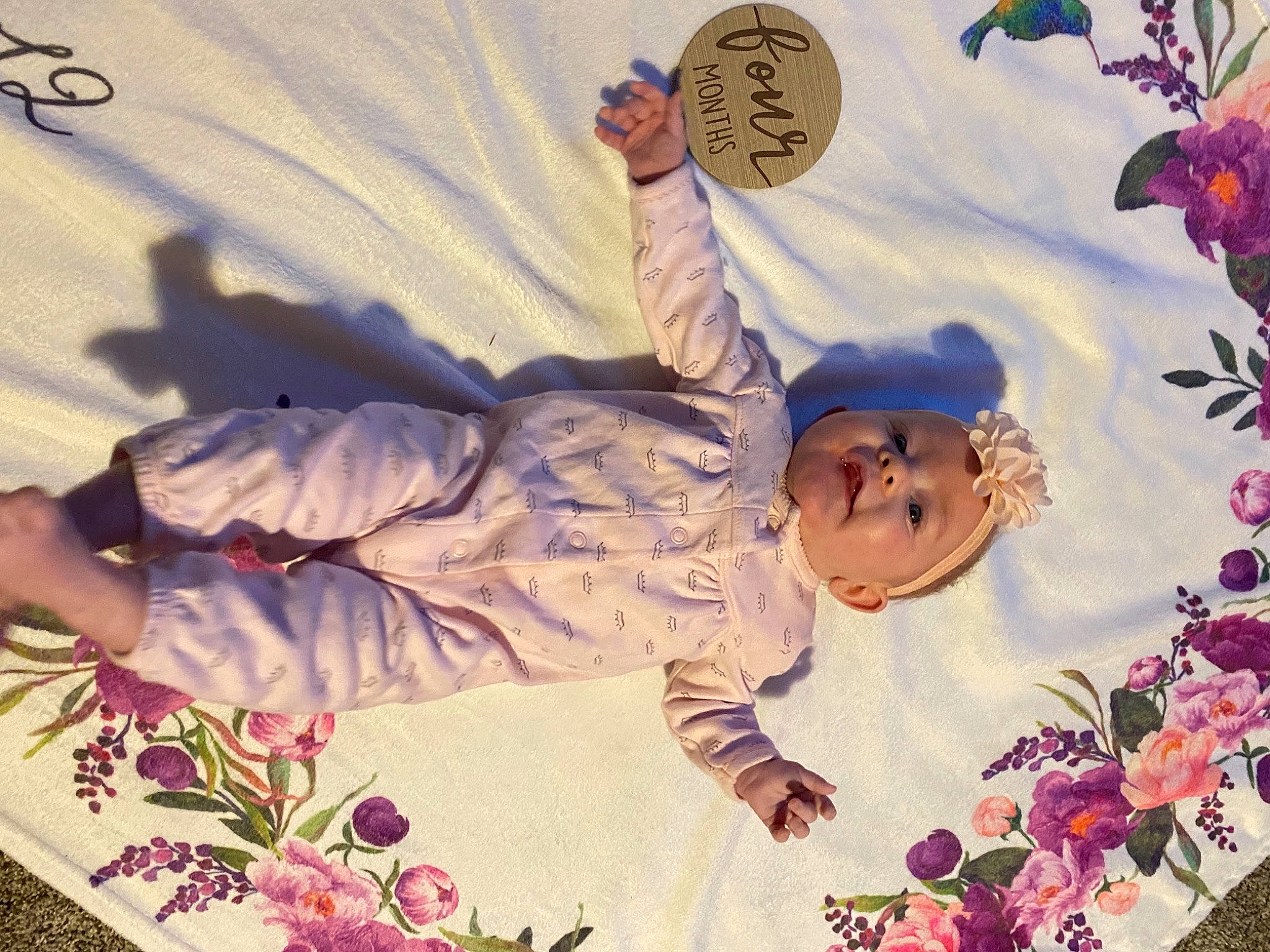 Addisyn joined the competition — help win amazing prizes! baby, baby_toddler_clothing, child, flower, grass, happy, headwear, leaf, leisure, linens, magenta, organism, pattern, people_in_nature, person, petal, pink, plant, purple, textile