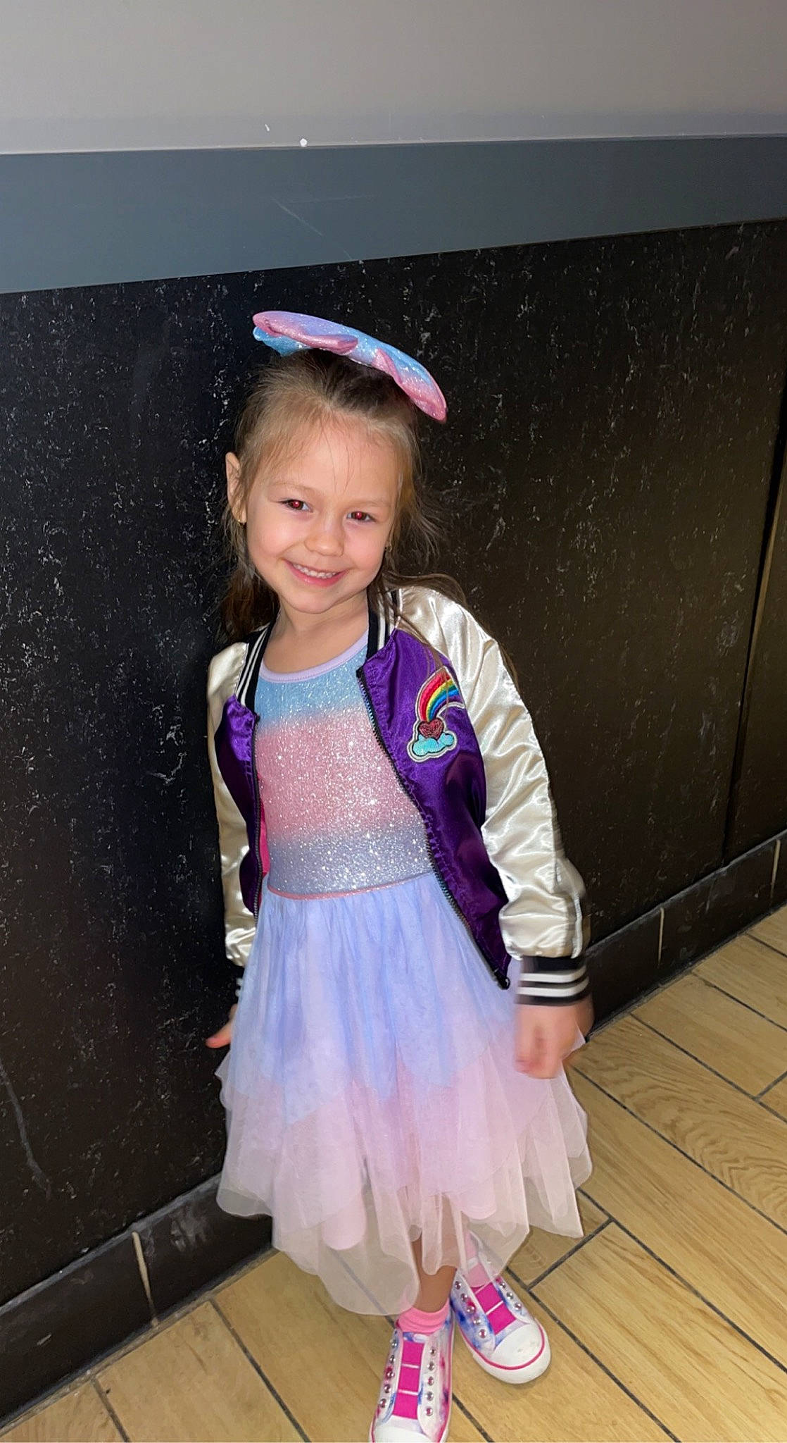 Emmarae joined the competition — help win amazing prizes! baby_toddler_clothing, child, clothing, dress, electric_blue, event, fashion_accessory, fashion_design, flooring, fun, happy, joy, magenta, pattern, person, pink, purple, room, sleeve, smile