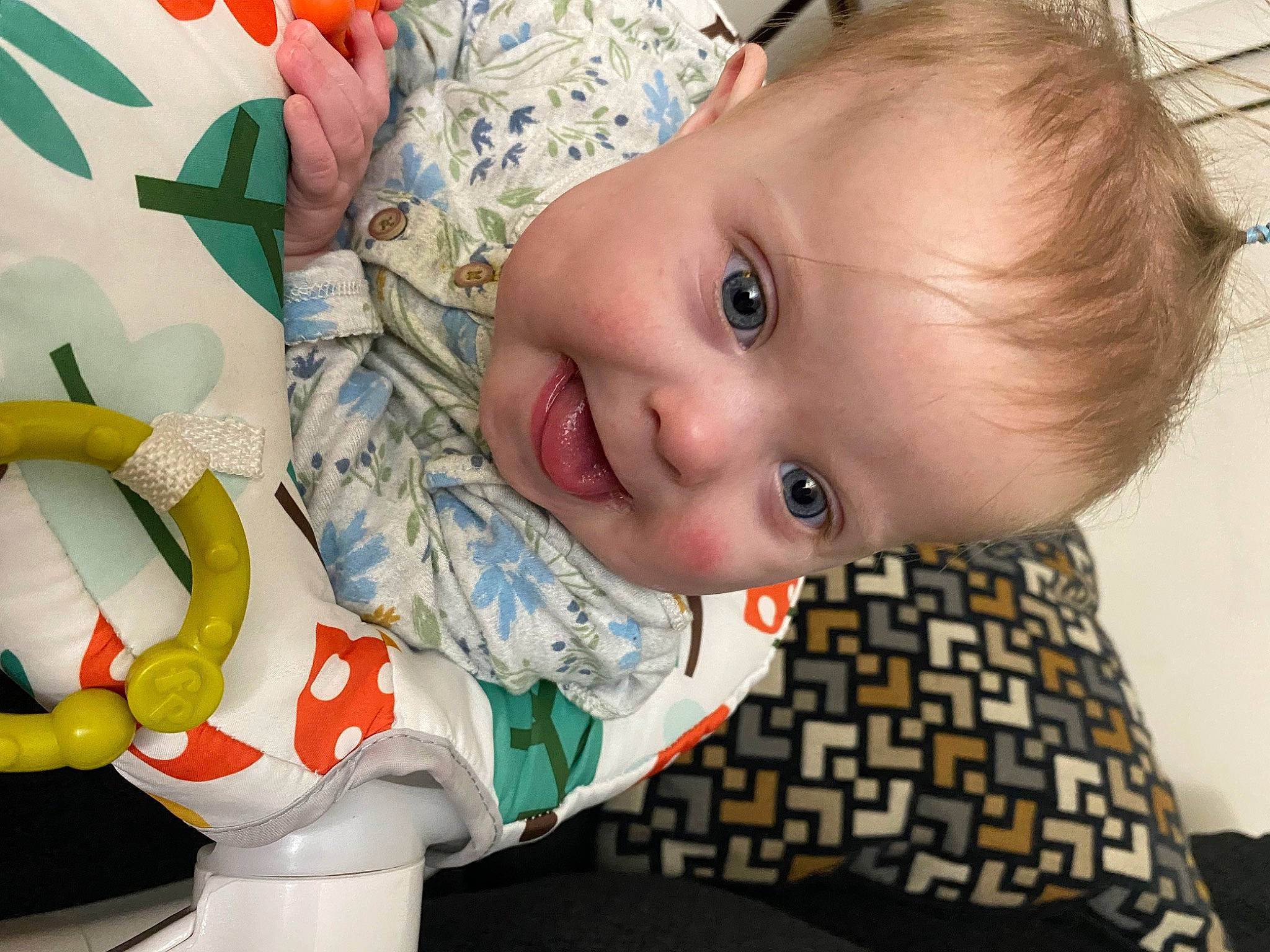 Jaylynn is registered to the contest to win money with this photo: baby, baby_products, baby_toddler_clothing, cheek, child, fun, happy, human_body, iris, lip, mouth, nose, organ, pattern, person, skin, sleeve, smile, textile, toddler