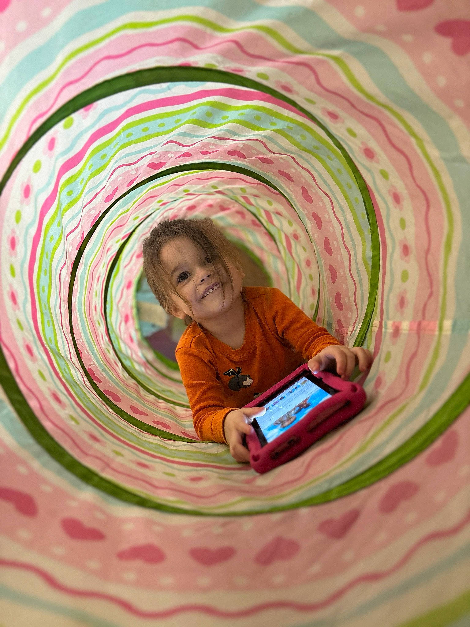 Evelynn joined the competition — help win amazing prizes! art, automotive_wheel_system, child, circle, communication_device, fun, grass, green, happy, joy, leisure, linens, magenta, pattern, people_in_nature, person, pink, sitting, textile, tree