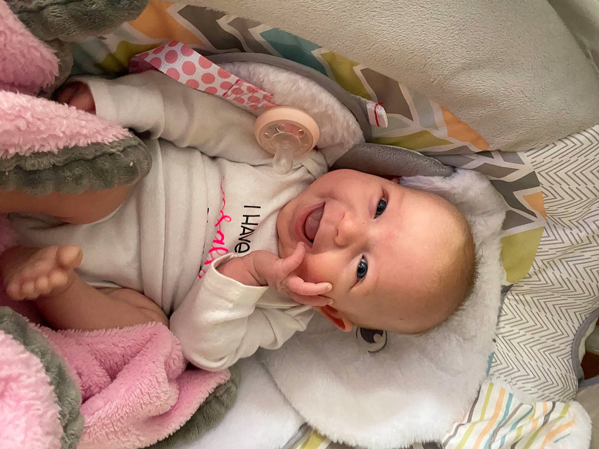 Haizley joined the competition — help win amazing prizes! baby, baby_toddler_clothing, cheek, chin, comfort, eye, eyebrow, head, headgear, iris, lip, mouth, nose, person, pink, product, skin, sleeve, smile, textile