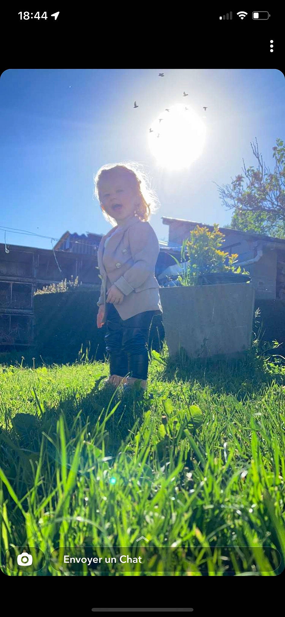 Marion a rejoint le concours — aidez-le/la à gagner de superbes lots ! atmosphere, atmospheric_phenomenon, beauty, daytime, grass, grassland, happy, landscape, lens_flare, lighting, meadow, morning, nature, people_in_nature, person, plant, sky, standing, sunlight, toddler