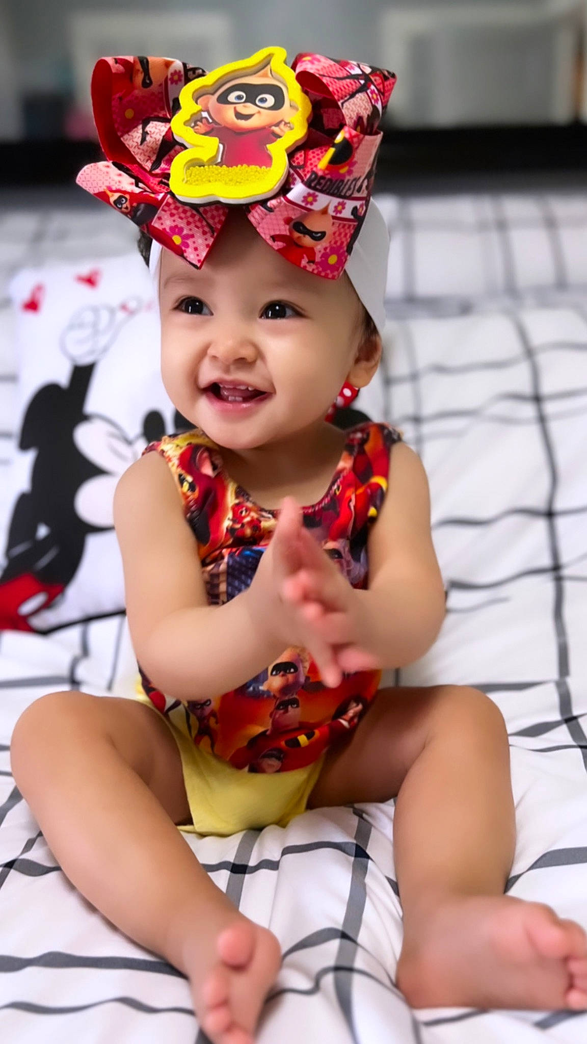 Delilah Rose joined the competition — help win amazing prizes! baby, baby_toddler_clothing, cap, clothing, costume_hat, event, fashion_accessory, fun, happy, hat, headgear, headwear, orange, party_supply, pattern, person, personal_protective_equipment, photograph, smile, thigh