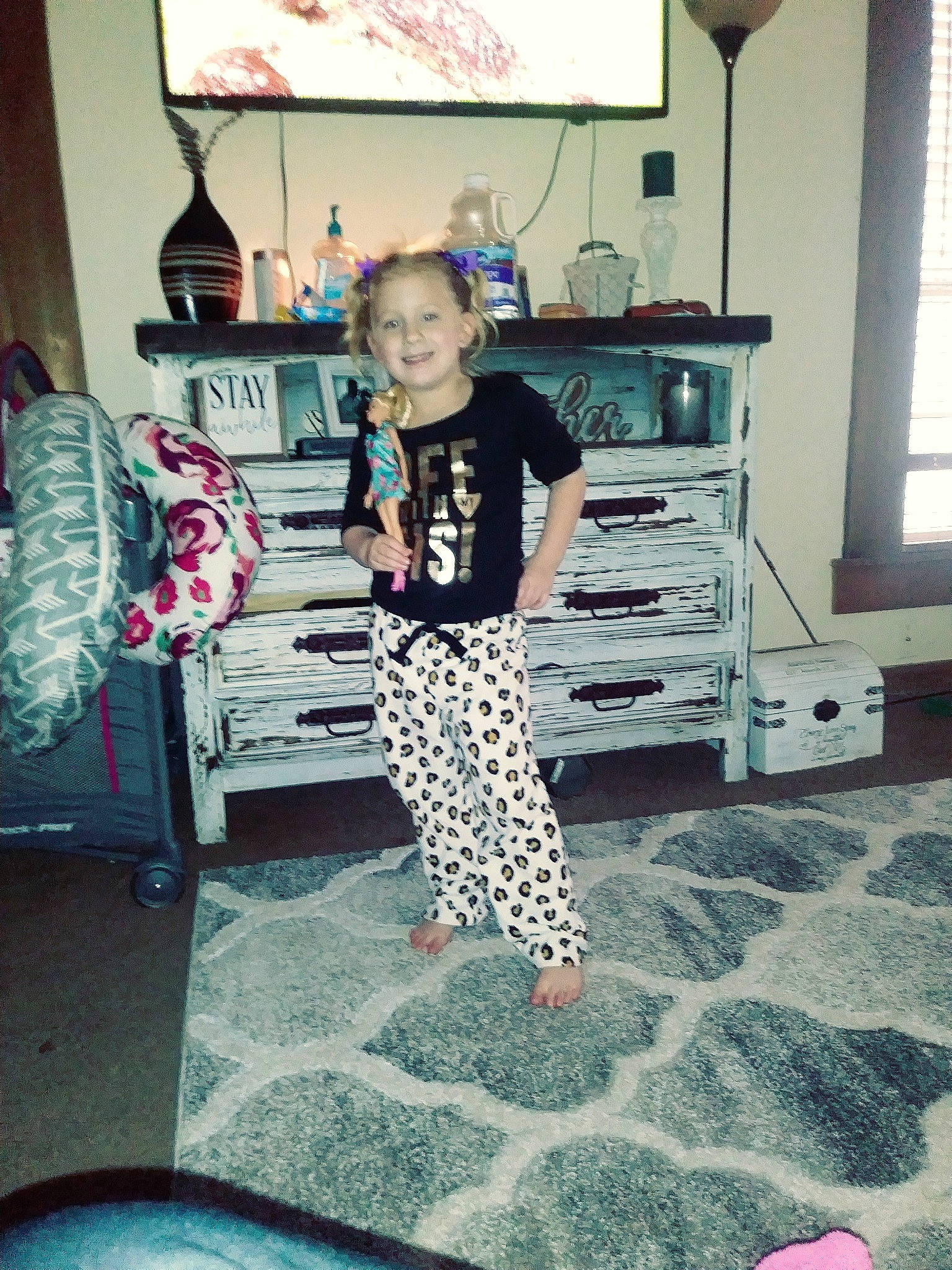 Maizy joined the competition — help win amazing prizes! clothing, cool, day, design, flooring, fun, girl, joy, pattern, person, product, room, standing, textile