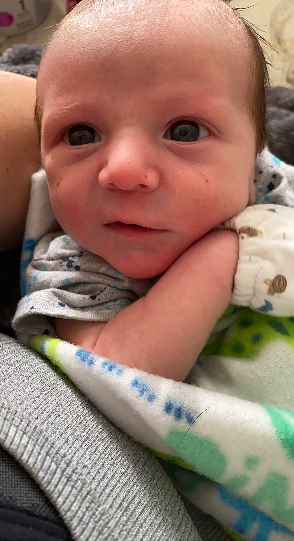 Darian joined the competition — help win amazing prizes! baby, baby_products, baby_toddler_clothing, cheek, child, comfort, eyebrow, eyelash, finger, iris, linens, lip, nail, nose, pattern, person, skin, sleeve, textile, thumb