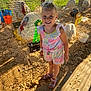 child, girl, smiling, cage, chickens, ribbons, award, sunlight, outdoor, fair, sand, woodchips, animal, poultry, footwear, colorful_clothing, hair_bow, happy, person, summer