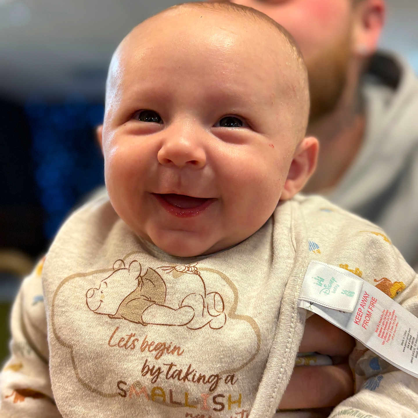 Acer joined the competition — help win amazing prizes! adult, baby, bib, blurred_background, child, closeup, clothing, cute, expression, face, family, hand, happy, indoor, infant, person, portrait, smiling, winnie_the_pooh, young