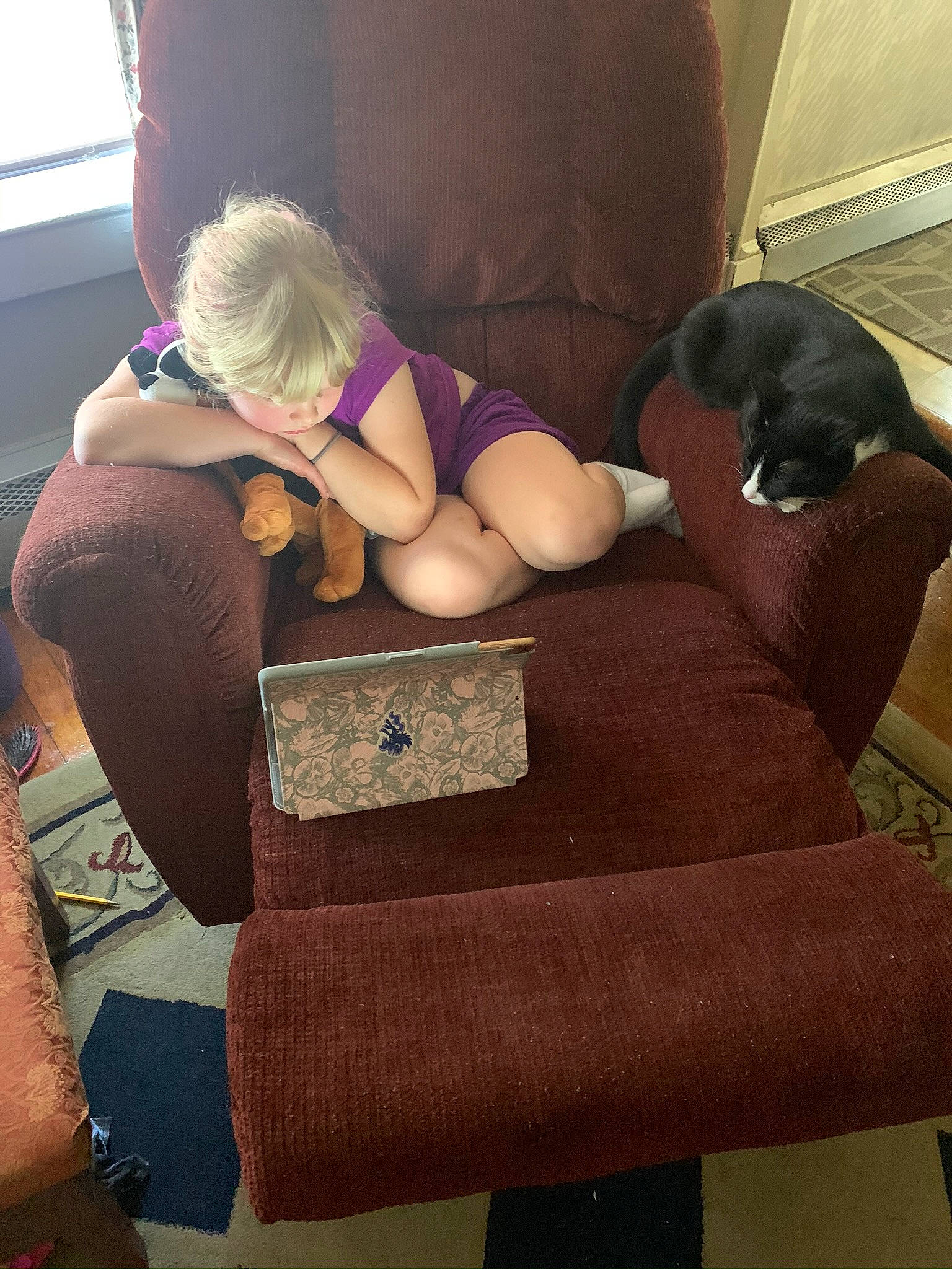 Chopper joined the competition — help win amazing prizes! couch, finger, furniture, human_leg, knee, lap, leg, thigh