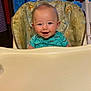 Candor is registered to the contest to win money with this photo: baby, high_chair, smiling, indoor, window, child, cute, animal_pattern, blue_shirt, happy, face, person, furniture, dining, seat, expression, young, infant, home, portrait