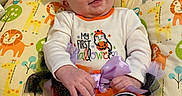 Adalynn joined the competition — help win amazing prizes! animal_pattern, baby, bow, child, costume, cushion, elephant, giraffe, halloween, happy, headband, indoor, infant, lion, onesie, portrait, pumpkin, sitting, smiling, striped_leggings