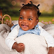 Maëlys participe au concours pour gagner de l'argent avec cette photo : baby, child, smiling, blanket, basket, face, portrait, cute, happy, indoors, clothing, hair_style, skin, expression, infant, young_child, warm, soft_texture, background, cozy