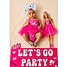 baby, tutu, headband, pink, doll, barbie, sign, party, dress, footwear, sandals, blanket, child, celebration, cute, portrait, happy, toy, fashion, accessory