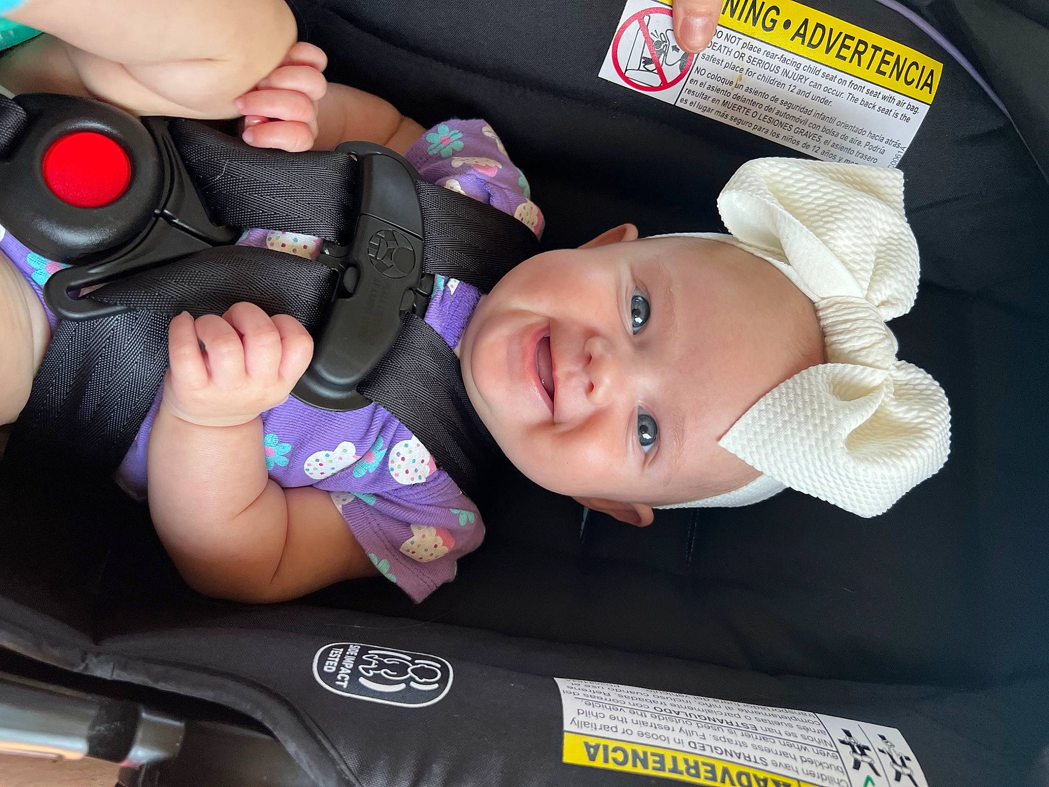 Ryker joined the competition — help win amazing prizes! auto_part, baby, baby_carriage, baby_in_car_seat, baby_products, baby_toddler_clothing, car_seat, child, electric_blue, finger, fun, hat, joy, nail, person, product, skin, smile, steering_wheel, thumb