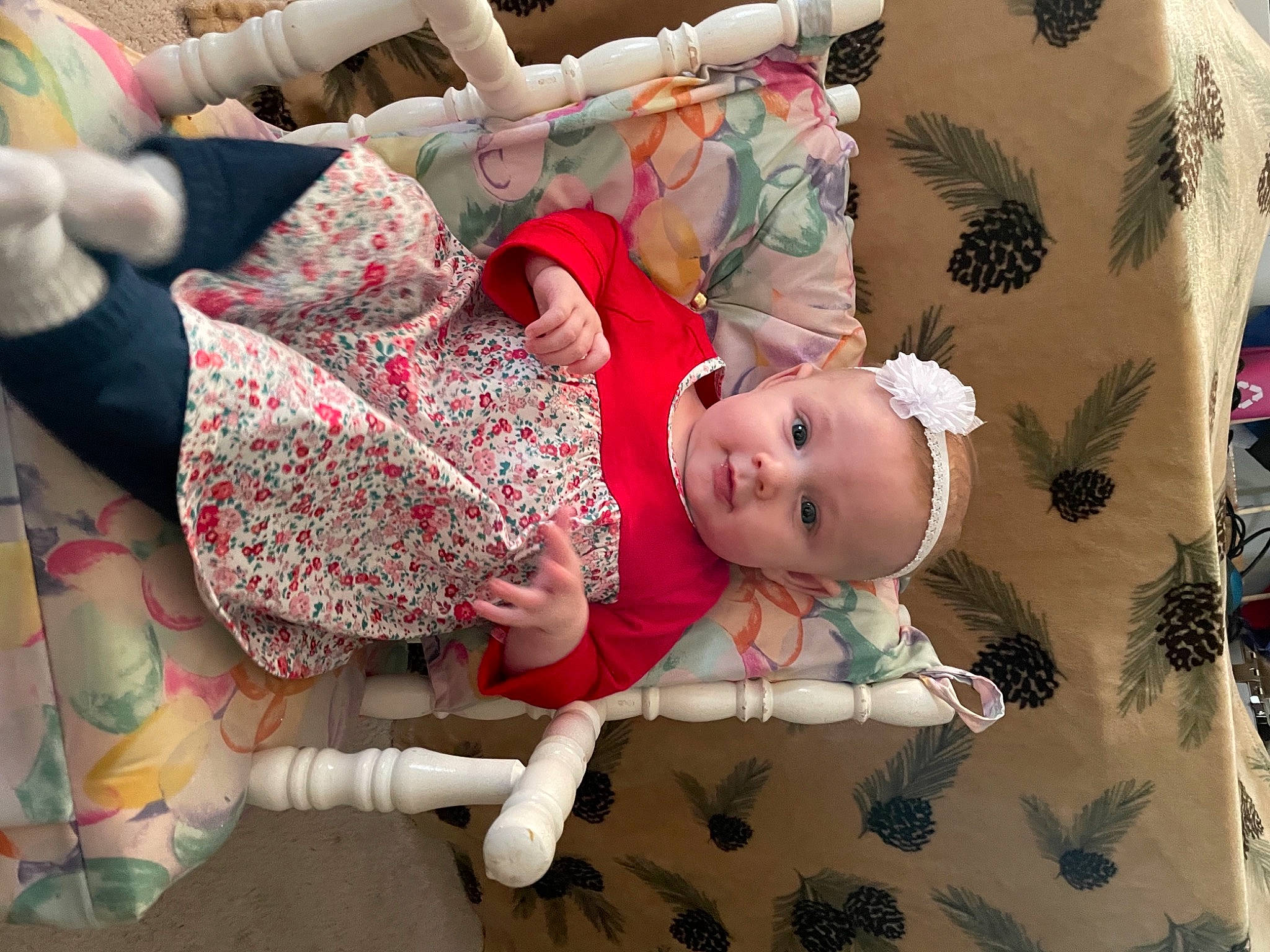 Kaylynn is registered to the contest to win money with this photo: arm, baby, baby_products, baby_safety, baby_toddler_clothing, bed_sheet, bedding, blanket, cheek, child, comfort, linens, magenta, pattern, person, pink, product, room, skin, t_shirt