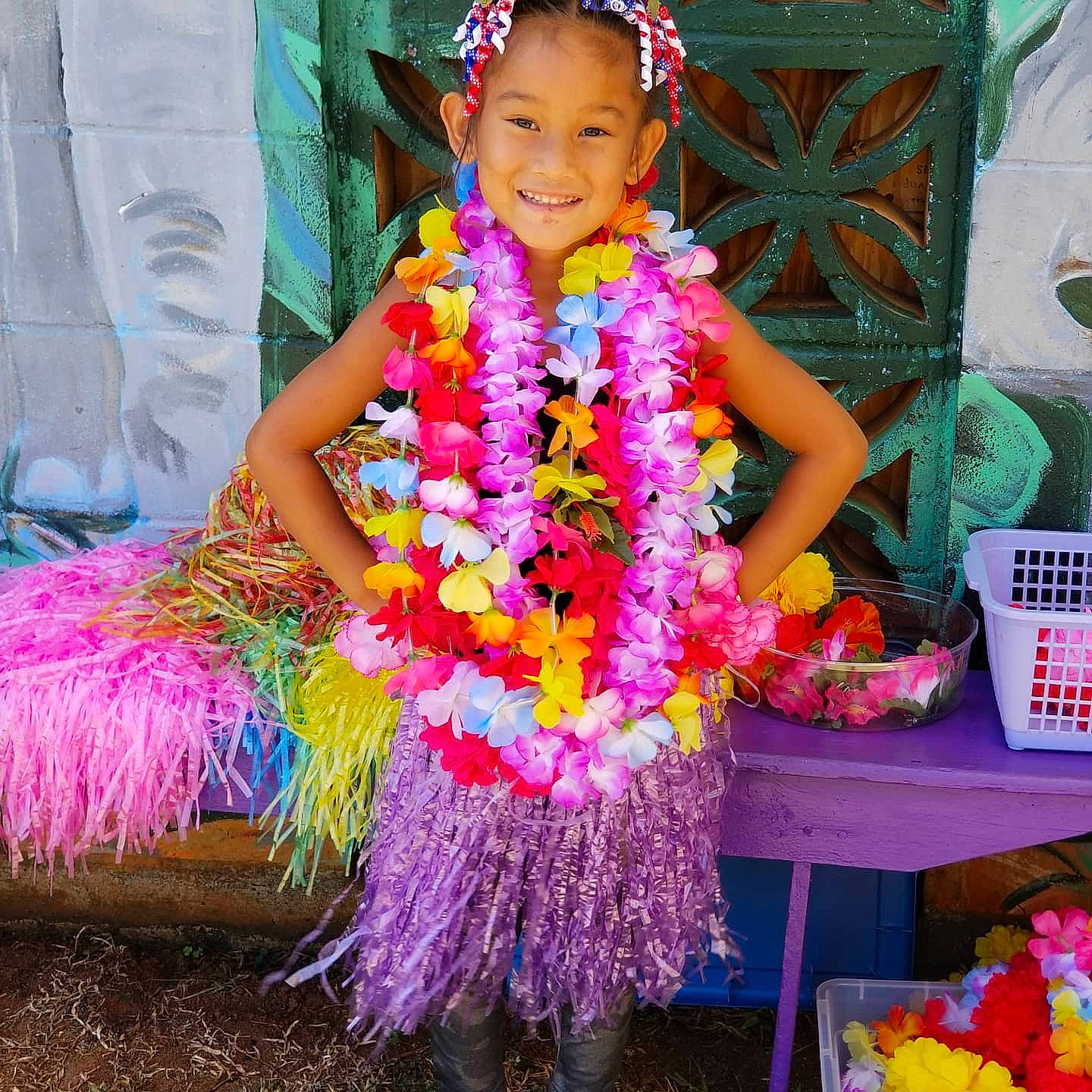 Chrislynn joined the competition — help win amazing prizes! child, costume, event, fashion_accessory, feather_boa, joy, lei, party, person, pink, toddler, tradition