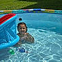 Serenity joined the competition — help win amazing prizes! child, swimming_pool, water, beach_ball, toys, outdoor, grass, sunlight, summer, fun, play, happiness, red_wagon, inflatable_pool, smiling, recreation, leisure, child_in_pool, backyard, daytime