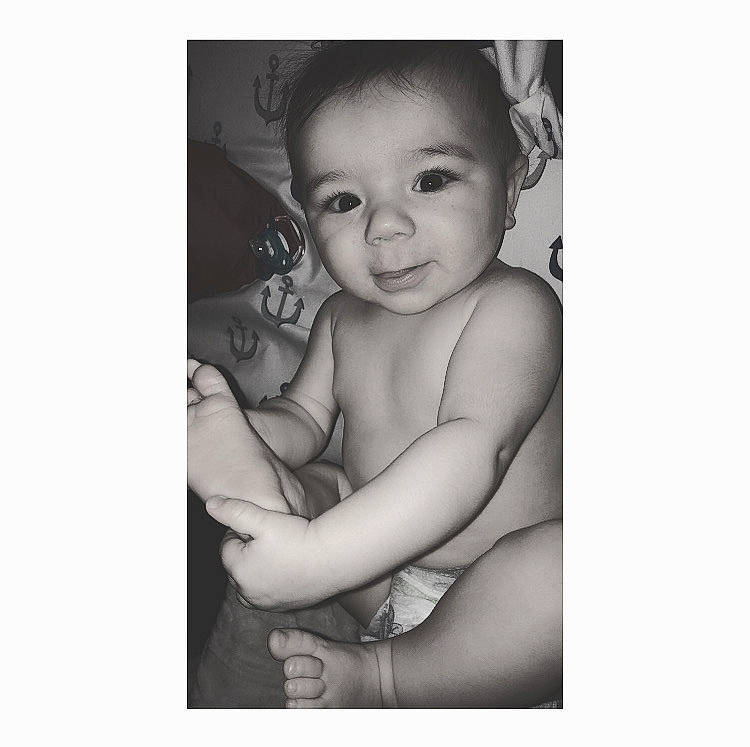 Karson is registered to the contest to win money with this photo: arm, baby, beauty, black_and_white, cheek, child, eye, face, facial_expression, hand, happy, monochrome, nose, person, photograph, photography, portrait, smile, snapshot, stock_photography