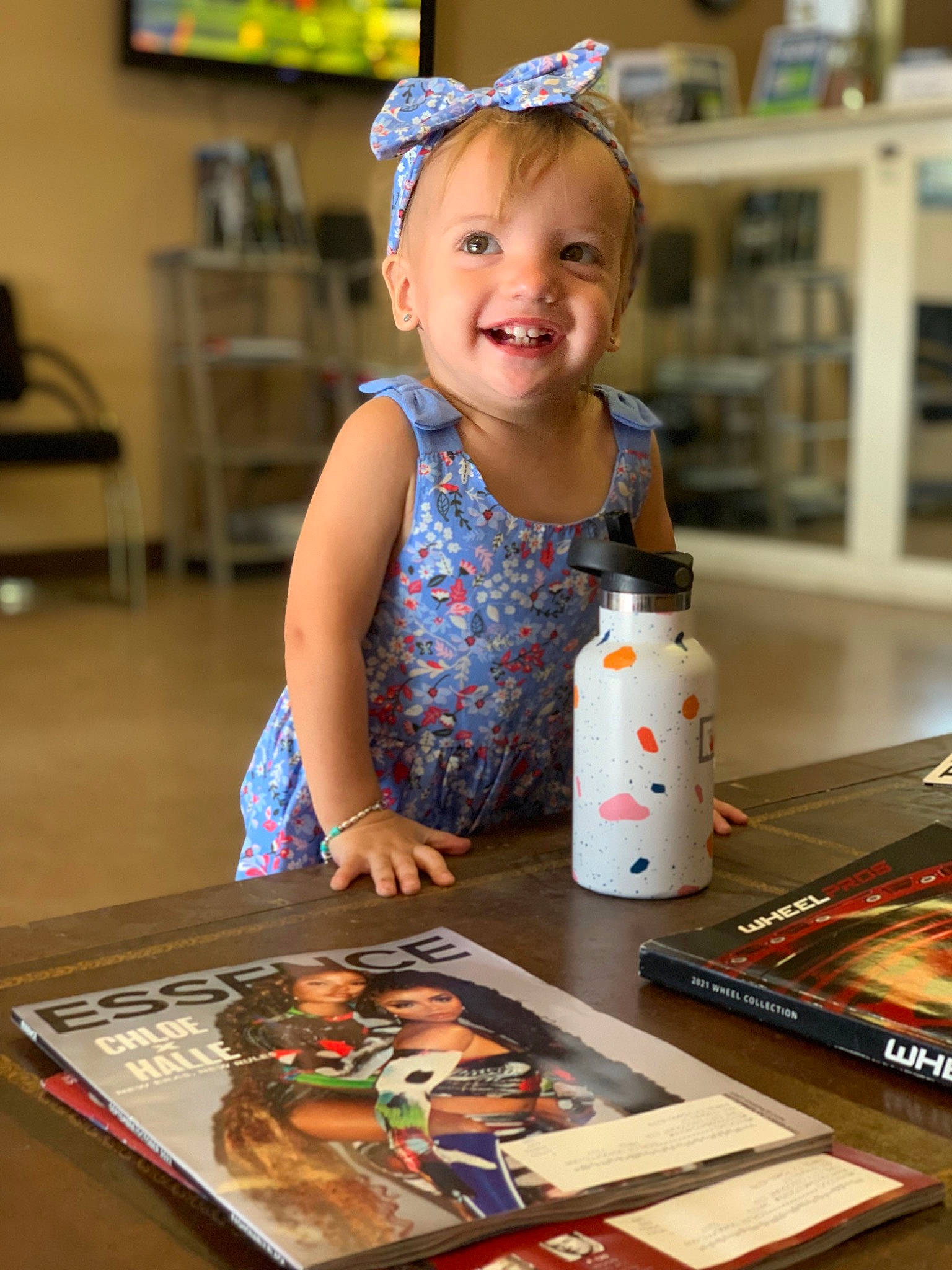 Nevaeh joined the competition — help win amazing prizes! art, artist, baby, baby_toddler_clothing, child, desk, event, fun, gadget, happy, indoor_games_and_sports, joy, person, photograph, recreation, room, shelf, smile, snapshot, table