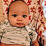 Karson is registered to the contest to win money with this photo: baby, baby_garment, blanket, butterfly_pattern, child, closeup, clothing, cute, expression, face, hearts, indoors, infant, lying_down, pacifier_clip, person, portrait, shirt, skin, wide_eyes