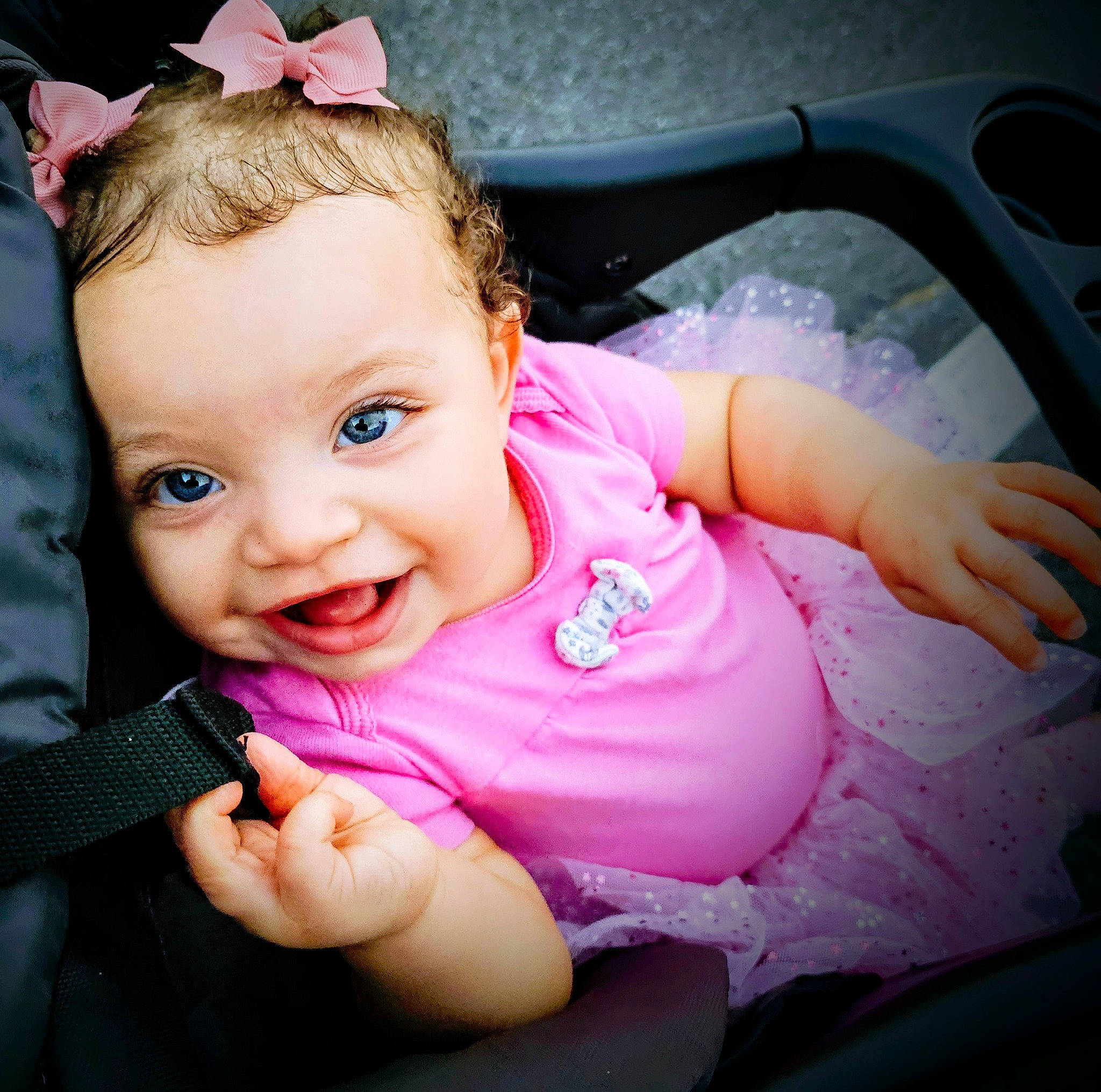 Alora joined the competition — help win amazing prizes! arm, baby, baby_toddler_clothing, cheek, cool, eyelash, finger, flash_photography, gesture, hairstyle, hand, happy, joy, lip, mouth, person, pink, skin, sleeve, smile