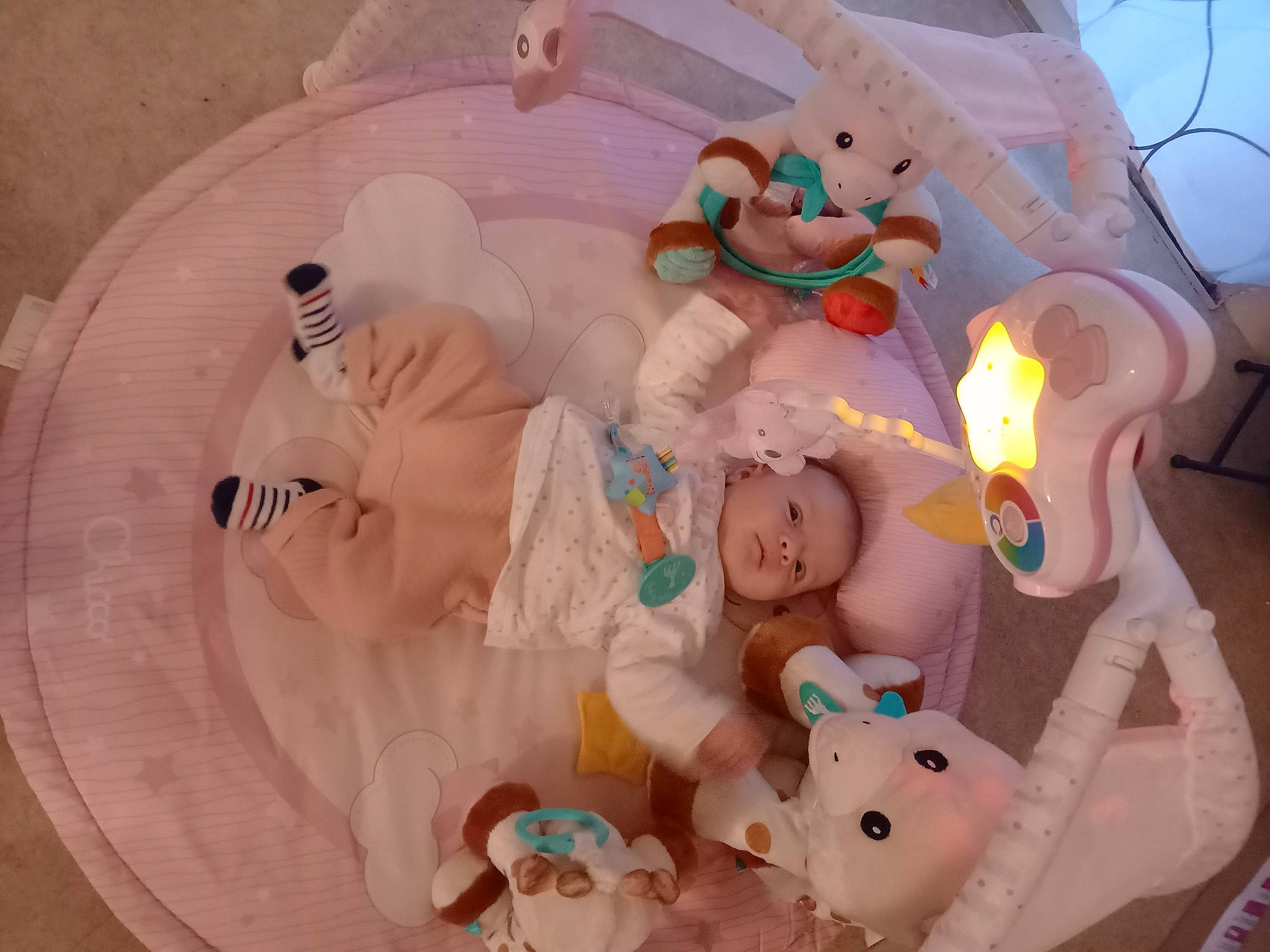 Maëlys a rejoint le concours — aidez-le/la à gagner de superbes lots ! art, baby, baby_products, baby_toddler_clothing, baby_toys, child, circle, event, fun, party, person, pink, plastic, plush, room, stuffed_toy, sweetness, textile, toddler, toy