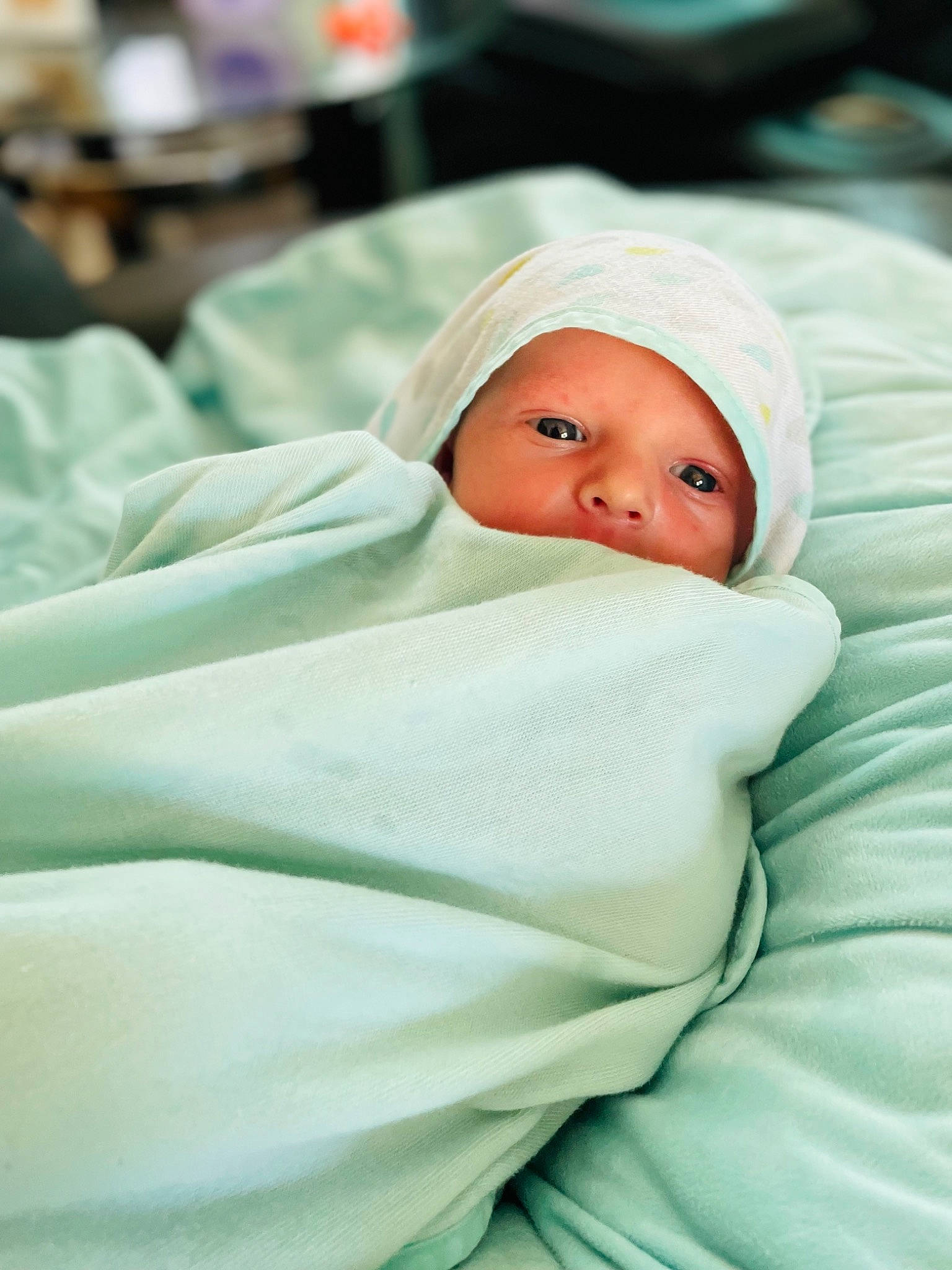 Koda joined the competition — help win amazing prizes! baby, baby_sleeping, baby_toddler_clothing, birth, cap, child, childbirth, comfort, event, eyebrow, hat, headwear, hospital, linens, person, room, service, sleep, toddler