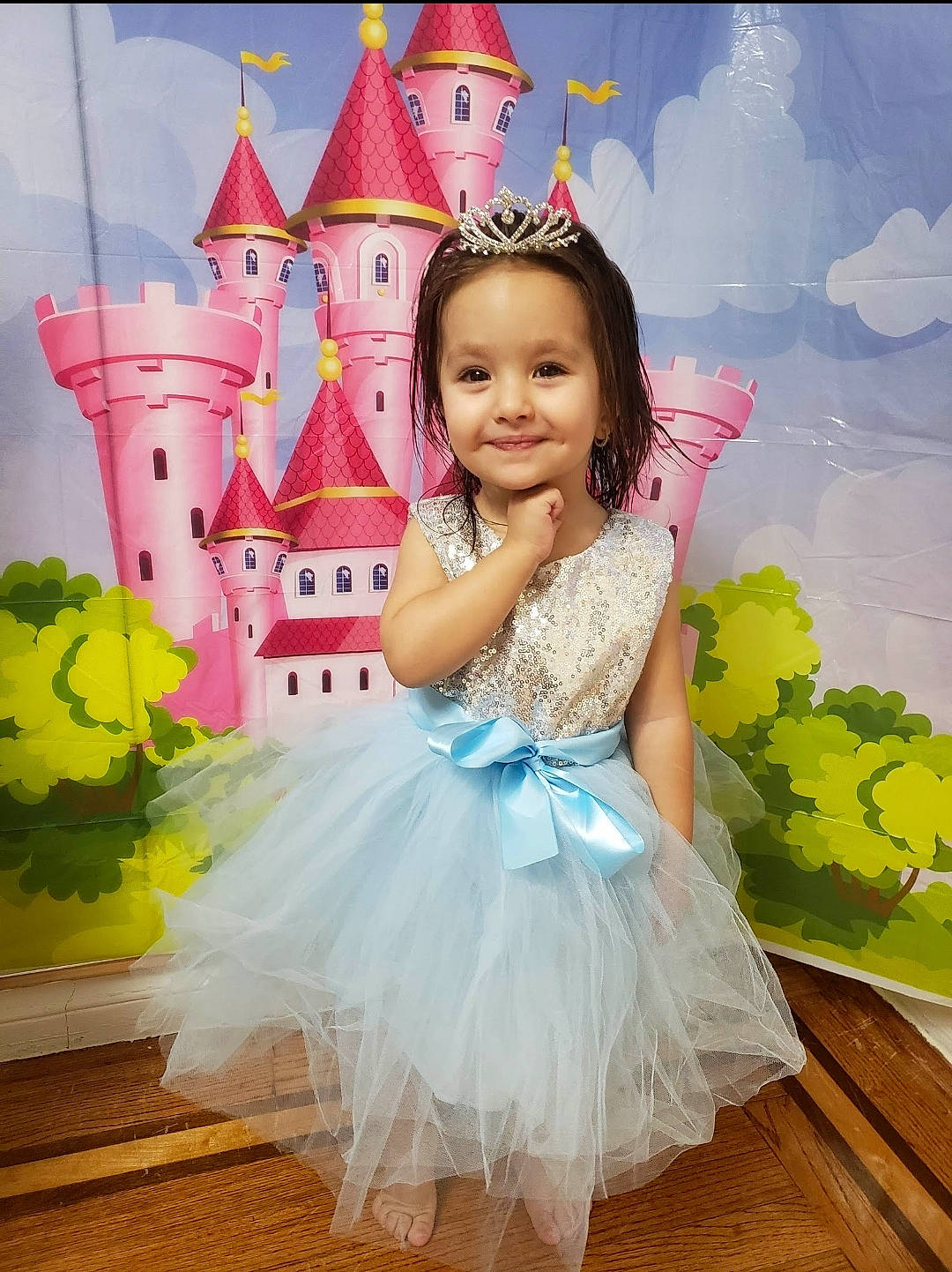 Adele is registered to the contest to win money with this photo: art, birthday, child, child_model, clothing, costume, dress, fictional_character, happy, joy, party_hat, party_supply, person, pink, smile, toddler