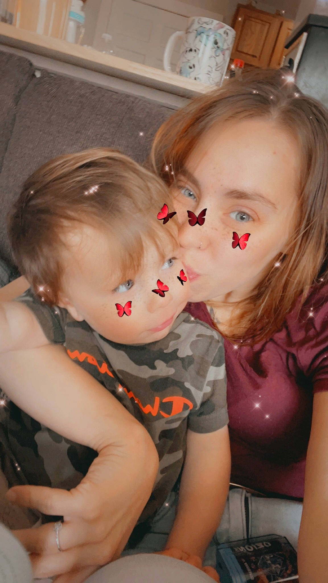 Carter joined the competition — help win amazing prizes! baby, blond, cheek, child, eyewear, fun, gesture, happy, interaction, iris, jewellery, kiss, lip, mouth, nail, nose, party, person, skin, t_shirt