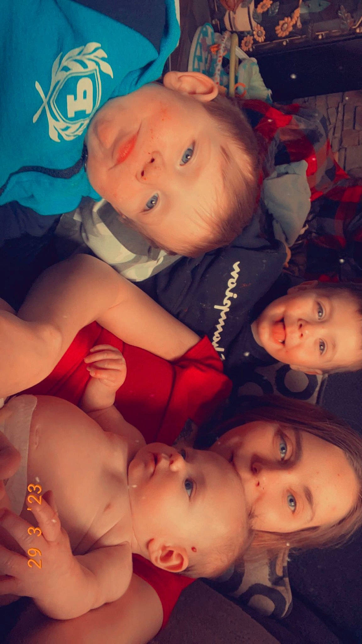 Carter joined the competition — help win amazing prizes! baby, cheek, child, chin, eye, face, facial_expression, gesture, happy, head, human, iris, lip, mouth, nose, organ, person, red, skin, stomach