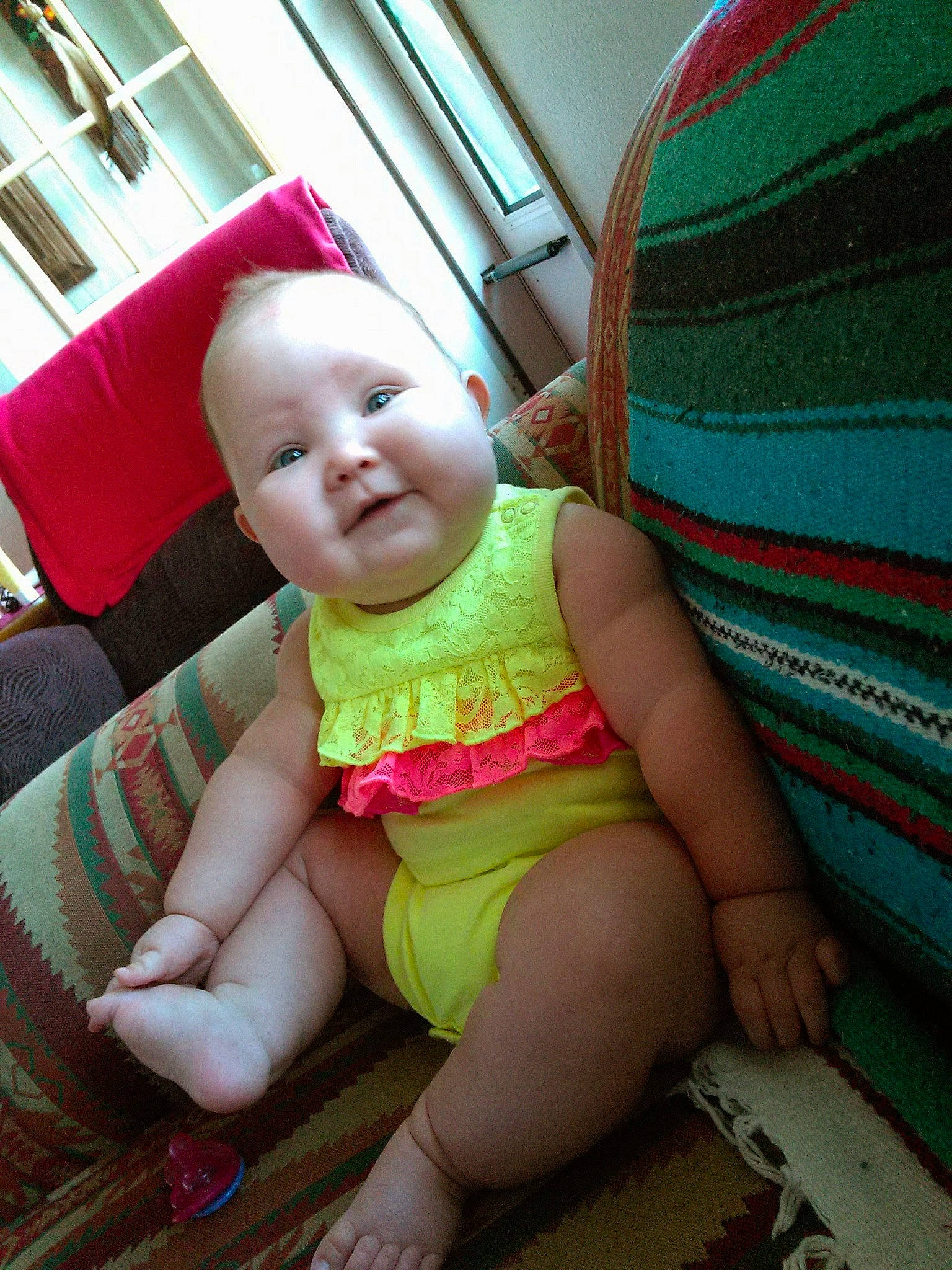 Aubree joined the competition — help win amazing prizes! abdomen, baby, baby_toddler_clothing, cheek, comfort, eye, finger, happy, head, headgear, knee, mouth, person, pink, skin, smile, textile, thigh, toddler, trunk