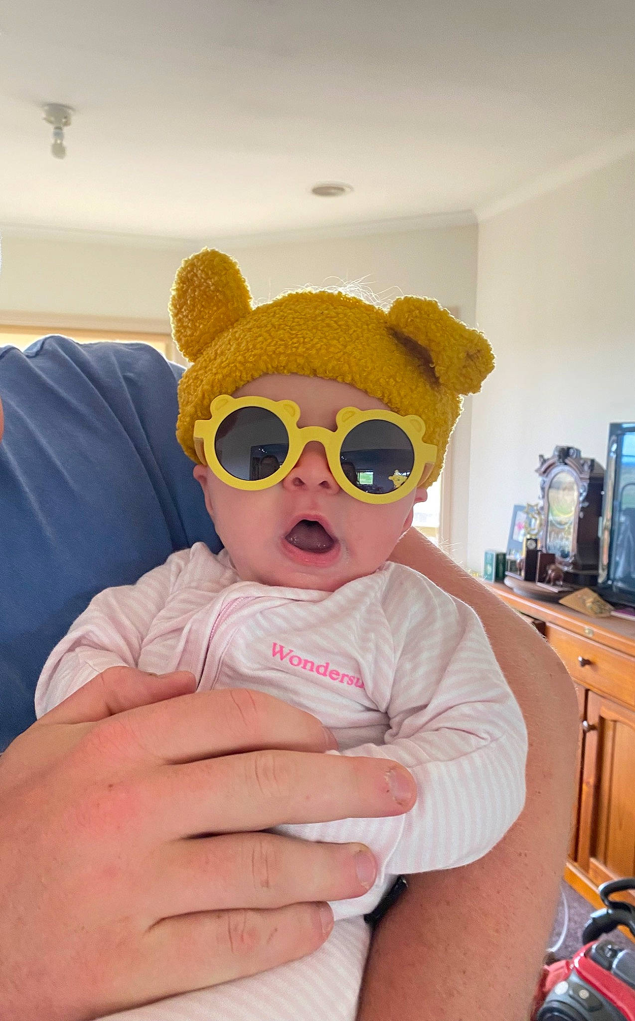 Brynli joined the competition — help win amazing prizes! baby, baby_toddler_clothing, cap, costume, ear, eyewear, fashion_accessory, finger, fun, glasses, goggles, happy, headgear, person, personal_protective_equipment, selfie, stuffed_toy, sunglasses, television, toddler