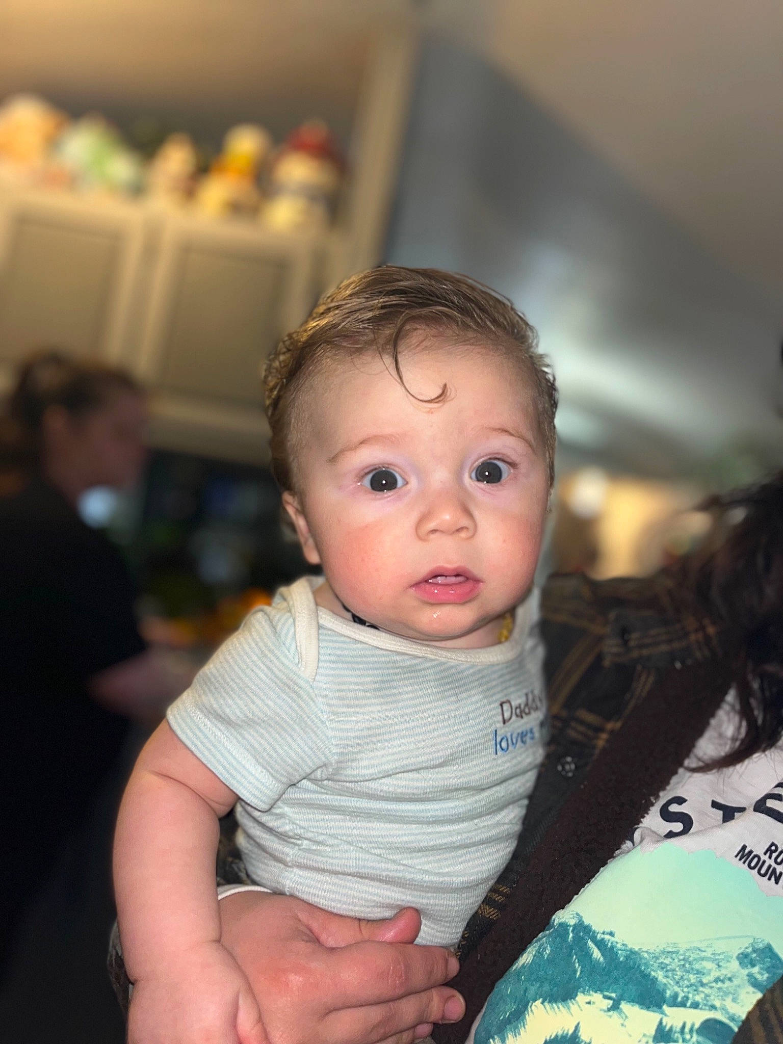 Kingston is registered to the contest to win money with this photo: baby, baby_toddler_clothing, chair, cheek, child, comfort, couch, flash_photography, fun, fur, gesture, happy, iris, lip, nose, person, room, sitting, skin, surprise