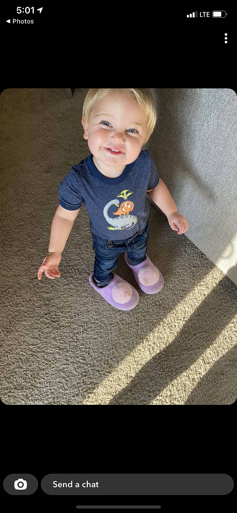 Cayde joined the competition — help win amazing prizes! baby, baby_toddler_clothing, comfort, electric_blue, face, floor, flooring, gesture, grass, happy, iris, joy, leg, pattern, person, product, rectangle, sleeve, smile, t_shirt